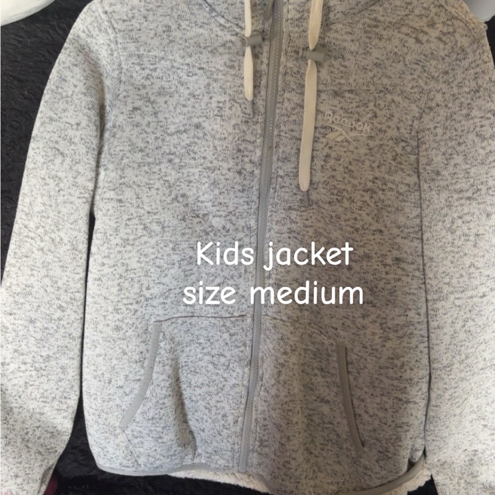 Reebok Light Gray Marled Full-Zip Kids Hoodie